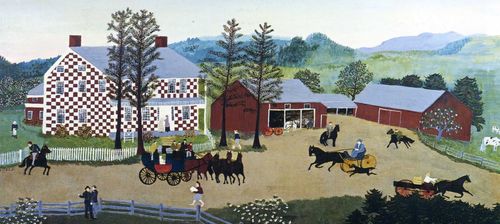 Картината Checkered House („Карирана къща“) на Grandma Moses