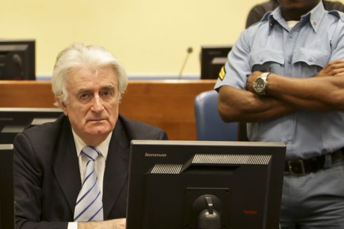 Радован Караджич в началото на делото срещу него, 24 март 2016 г.