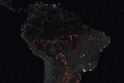 Карта на пожарите в Южна Америка