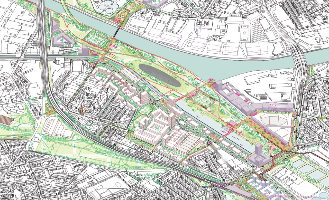 Антверпен: част от стратегически проект за покриване на магистралния околовръстен път, с възможност за развитие на многофункционална зона, парк, водна и спортна инфраструктура. Източник: Stad Antwerpen
