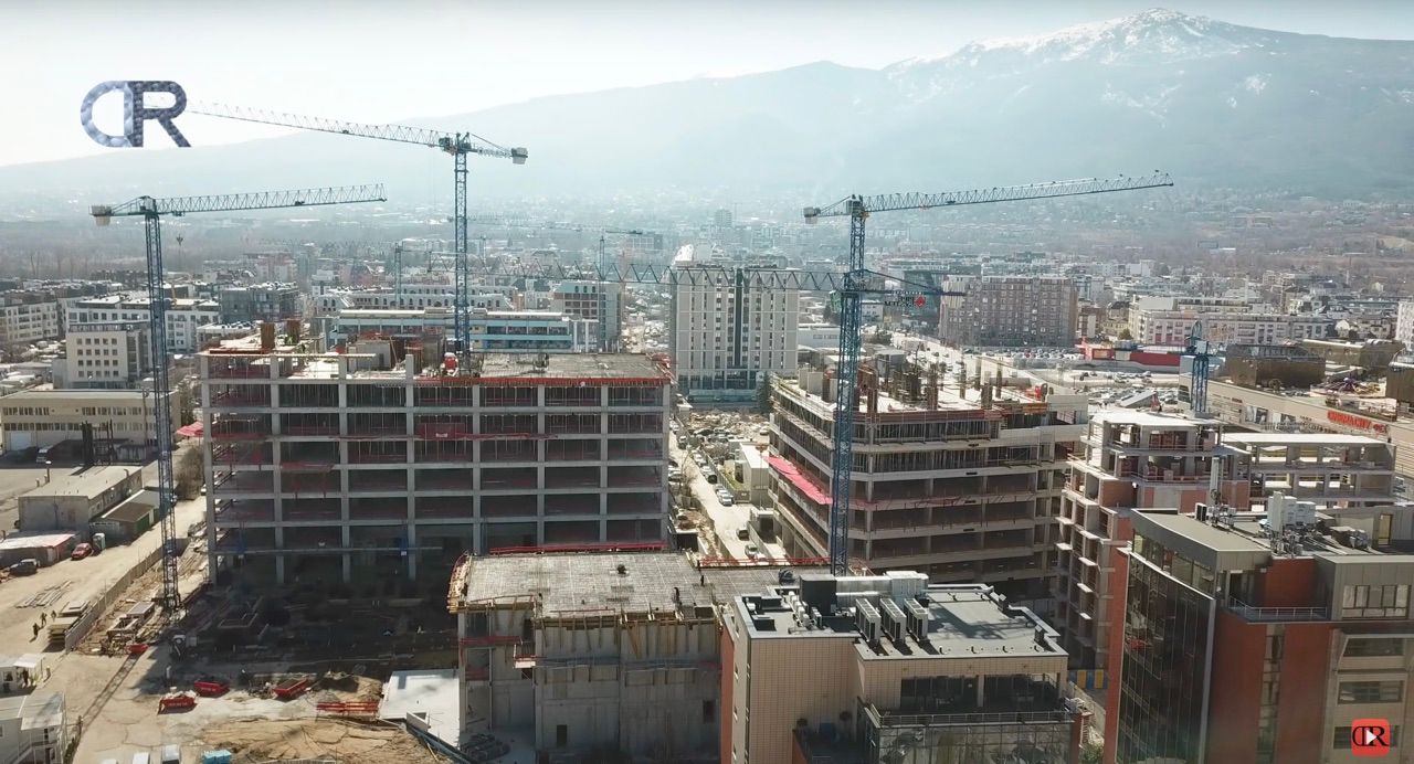 Строежи в бизнес зона „Хладилника“ в София, заснети от Drone Reporter на 8 март 2021 г.
